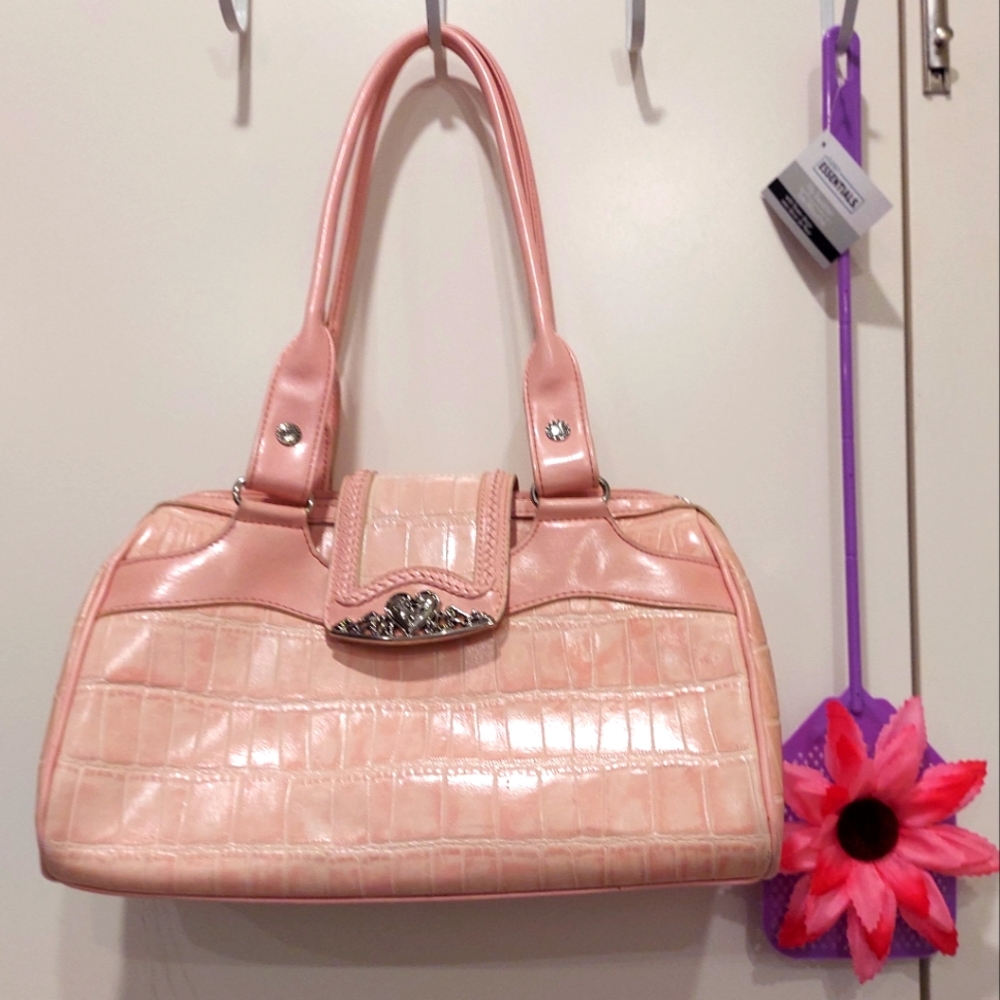 MC croc embossed satchel purse